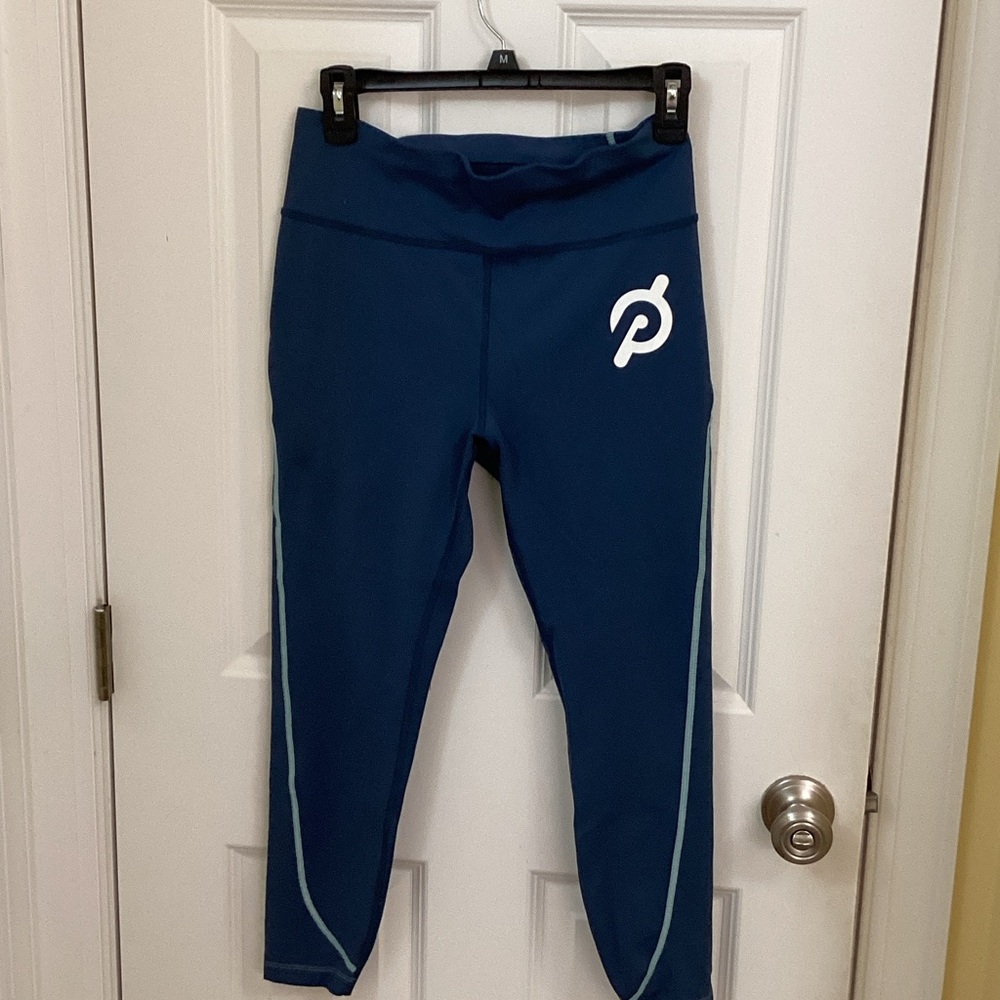 Peloton Deep Blue Leggings with Light Blue Piping